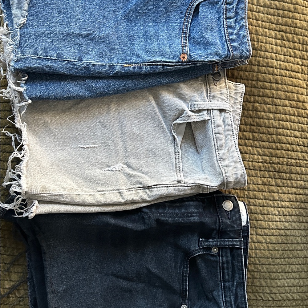 All 3 Universal Thread Women's Jean Shorts - Blue, Light Gray, Black